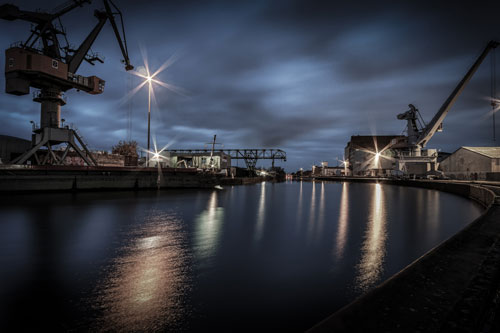 port at night